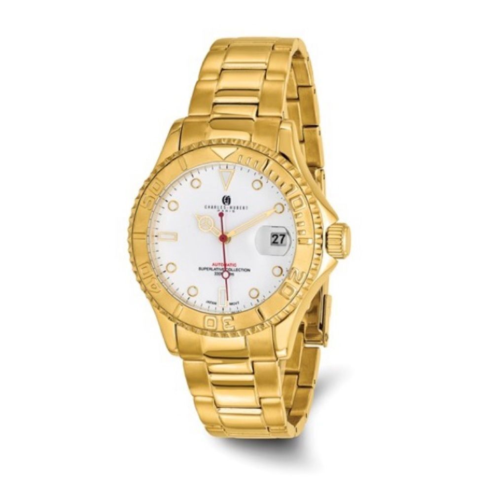 Charles Hubert Stainless Steel White Dial Automatic Man Watch: Durable Timepiece